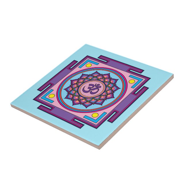 Om Shanti Om Mandala Tile (Side)