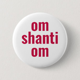 om shanti om pink peace typography 6 cm round badge