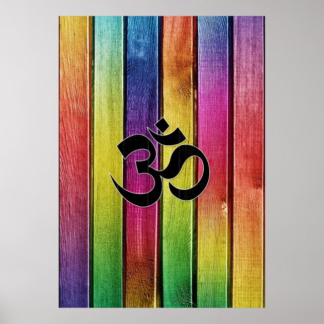 Om sign on multicolor wood (Front)