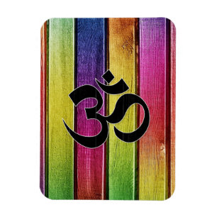 Om sign on multicolor wood magnet