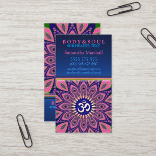 Om Sign Pink Mandala Yoga NewAge Business Cards