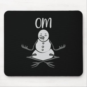 Om Snowman In Lotus Yoga Pose Christmas Gift Mouse Mat