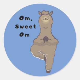 Om, Sweet Om - Funny Llama Yoga Pun Classic Round Sticker