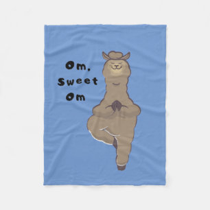 Om, Sweet Om - Funny Llama Yoga Pun Fleece Blanket