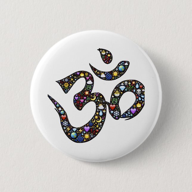 Om symbol 6 cm round badge (Front)