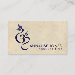 OM symbol and Butterfly - watercolor Business Card