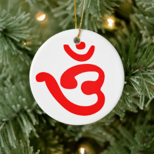 OM Symbol (Bengali) Ceramic Tree Decoration