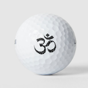 Om Symbol Black and White Golf Balls