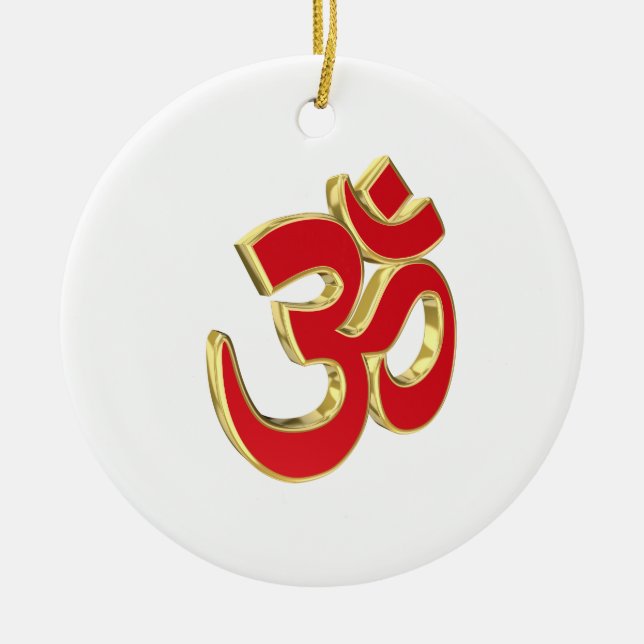 Om symbol ceramic tree decoration (Front)