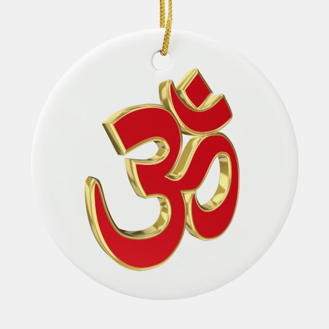 Om symbol ceramic tree decoration (Front)