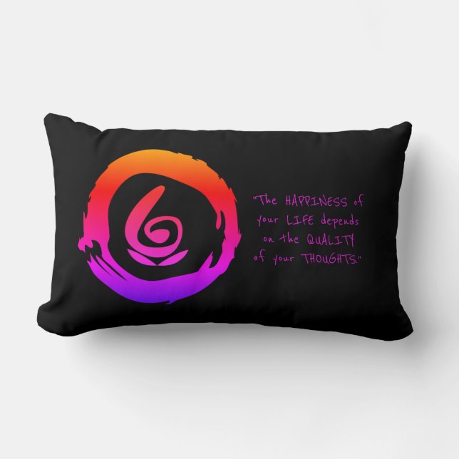 Om symbol colourful affirmation typography lumbar cushion (Front)