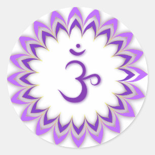 Om Symbol / Crown Chakra Classic Round Sticker