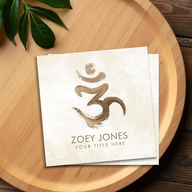 OM symbol - Golden Brushstroke Square Business Car Square Business Card (Creator Uploaded)