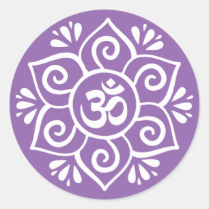 Om symbol in lotus petal mandala classic round sticker