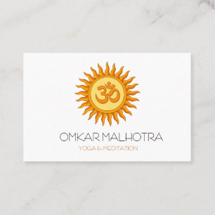 Om Symbol in Radiant Sun Spiritual Hindu Design Business Card