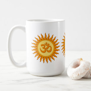 Om Symbol in Radiant Sun Spiritual Hindu Design Coffee Mug