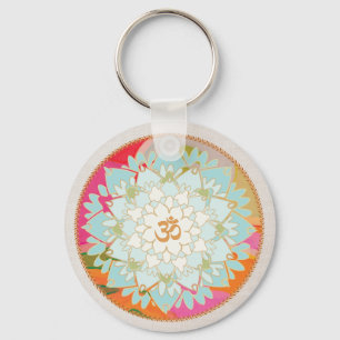 OM Symbol Lotus Mandala Key Ring