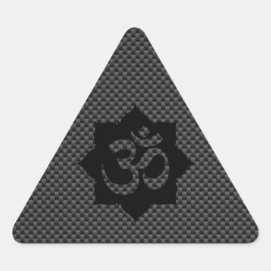 OM Symbol Lotus Spirituality Carbon Fibre Decor Triangle Sticker