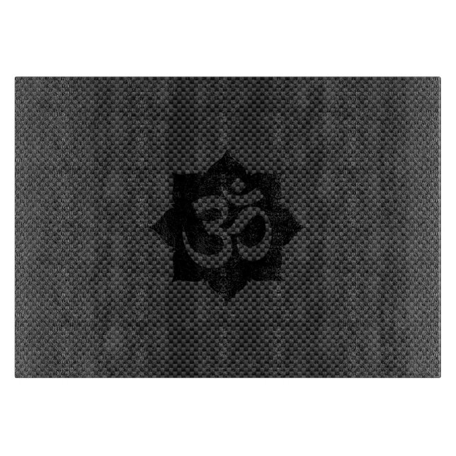 OM Symbol Lotus Spirituality in Carbon Fiber Style Cutting Board (Front)