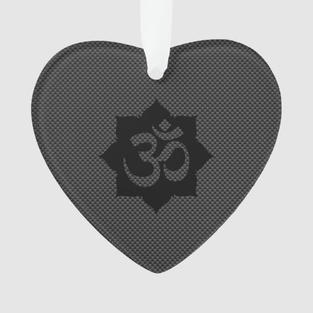 OM Symbol Lotus Spirituality in Carbon Fiber Style Ornament (Front)
