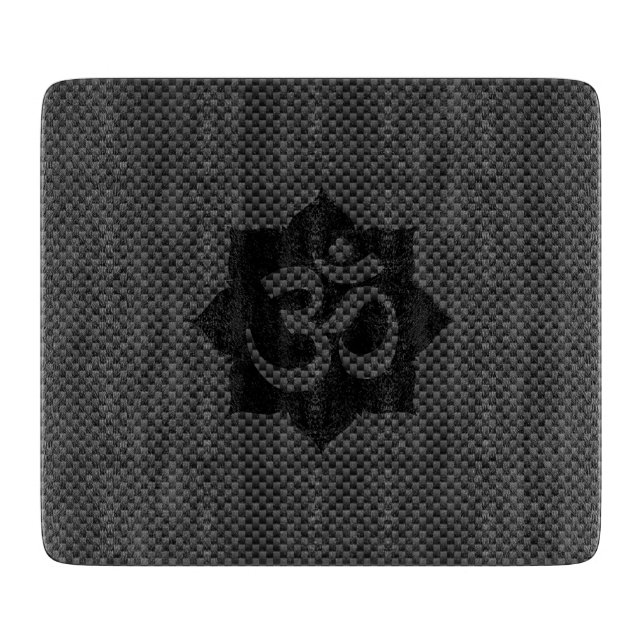 OM Symbol Lotus Spirituality in Carbon Fibre Style Cutting Board (Front)