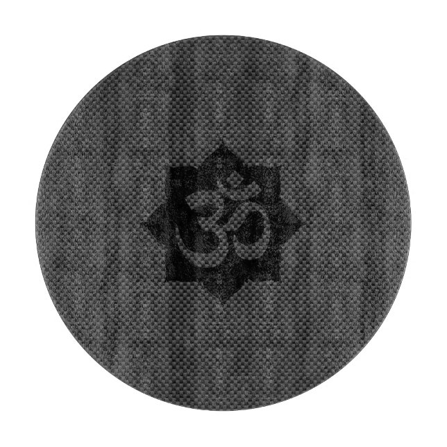 OM Symbol Lotus Spirituality in Carbon Fibre Style Cutting Board (Front)