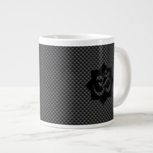 OM Symbol Lotus Spirituality in Carbon Fibre Style Large Coffee Mug