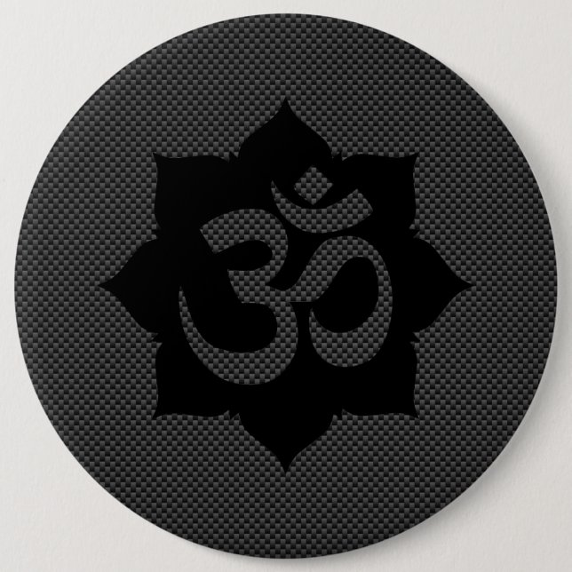 OM Symbol Lotus Spirituality Yoga Carbon Style 6 Cm Round Badge (Front)