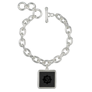 OM Symbol Lotus Spirituality Yoga Carbon Style Charm Bracelet