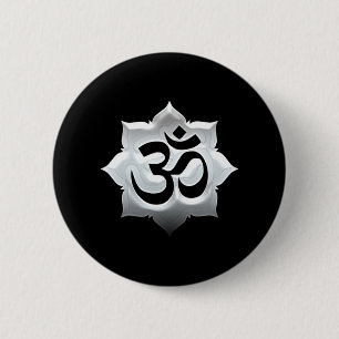 OM Symbol Lotus Spirituality Yoga Crest 6 Cm Round Badge