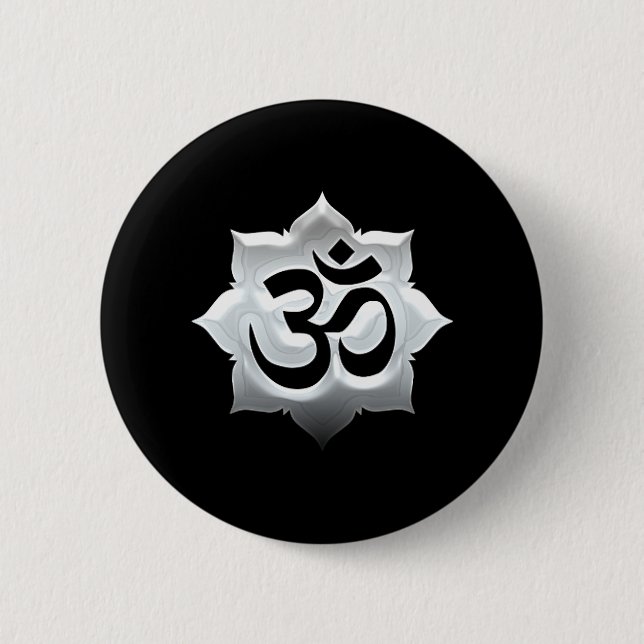 OM Symbol Lotus Spirituality Yoga Crest 6 Cm Round Badge (Front)