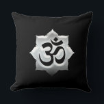 OM Symbol Lotus Spirituality Yoga Crest Cushion<br><div class="desc">A chrome like OM Symbol Spirituality Yoga lotus flower design. Sounds good,  suits well for any occasion.</div>