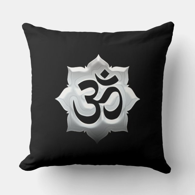 OM Symbol Lotus Spirituality Yoga Crest Cushion (Front)