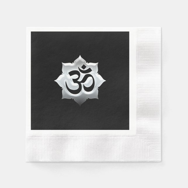 OM Symbol Lotus Spirituality Yoga Crest Napkin (Front)