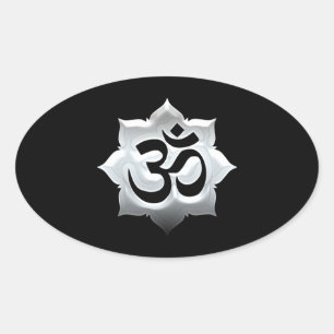 OM Symbol Lotus Spirituality Yoga Crest Oval Sticker