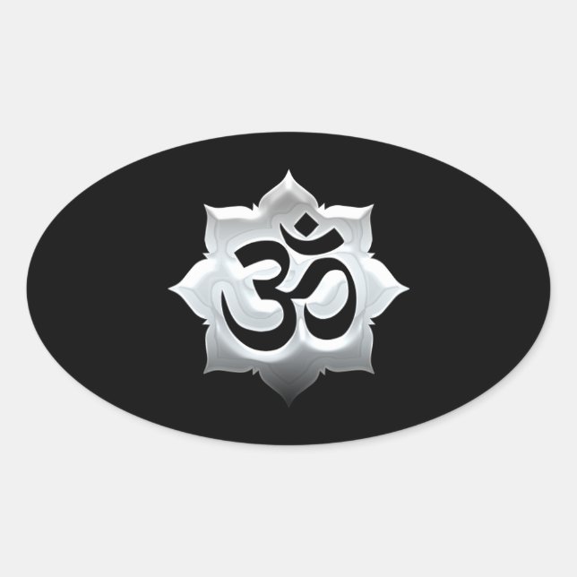 OM Symbol Lotus Spirituality Yoga Crest Oval Sticker (Front)
