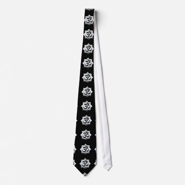 OM Symbol Lotus Spirituality Yoga Crest Tie (Front)