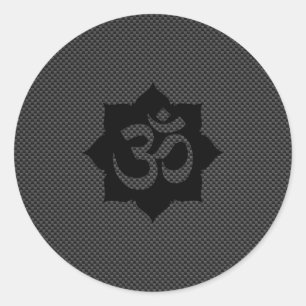 OM Symbol Lotus Spirituality Yoga in Carbon Fibre Classic Round Sticker