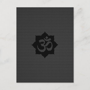 OM Symbol Lotus Spirituality Yoga in Carbon Fibre Postcard