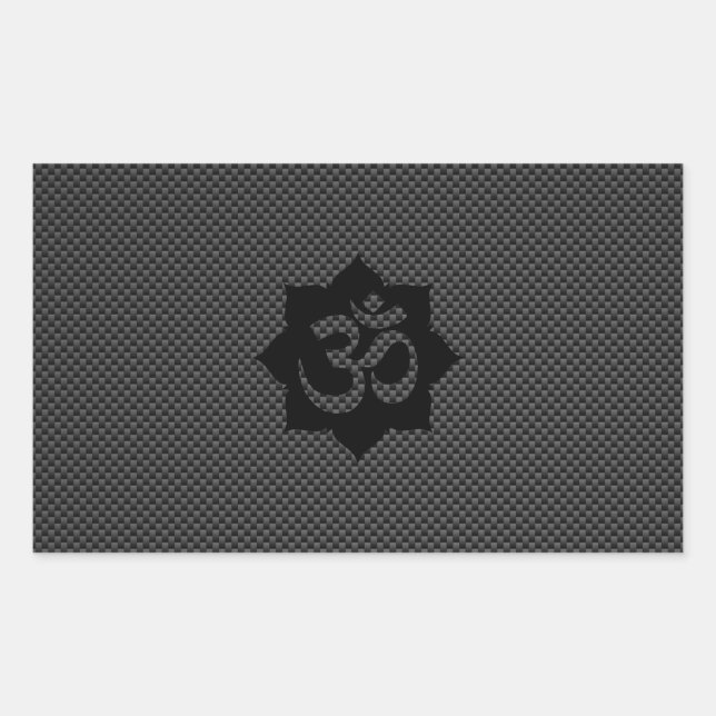 OM Symbol Lotus Spirituality Yoga in Carbon Fibre Rectangular Sticker (Front)