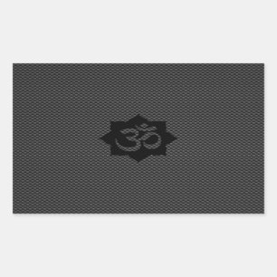 OM Symbol Lotus Spirituality Yoga in Carbon Fibre Rectangular Sticker