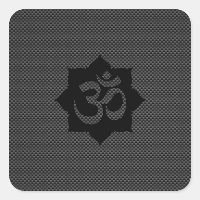 OM Symbol Lotus Spirituality Yoga in Carbon Fibre Square Sticker (Front)