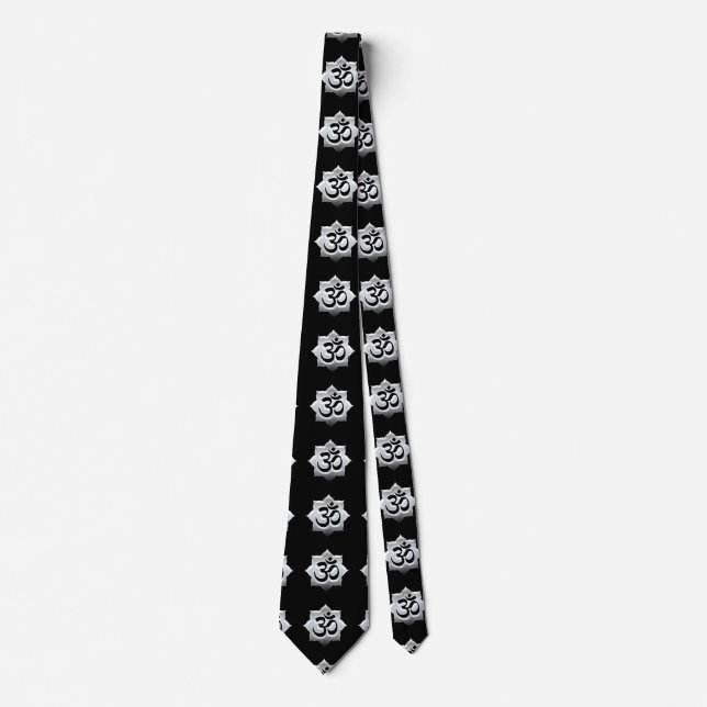 OM Symbol Lotus Spirituality Yoga Tie (Front)