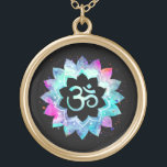 *~* OM Symbol Lotus Watercolor . Mandala Gold Plated Necklace<br><div class="desc">* Energetically Enhanced - An OM Symbol Lotus Watercolor Mandala on a black background.* GOLD Plated. Black background. It can be Zen , Esoteric , New Age , Metaphysical , and Spiritual helping with meditation and mindfulness. Here for you is a strikingly beautiful new age metaphysically spiritually inclined eye-catching design...</div>
