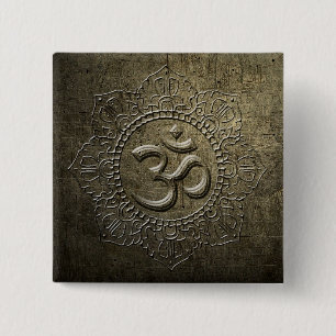 OM - Symbol Mandala - Bronze Metal - Button