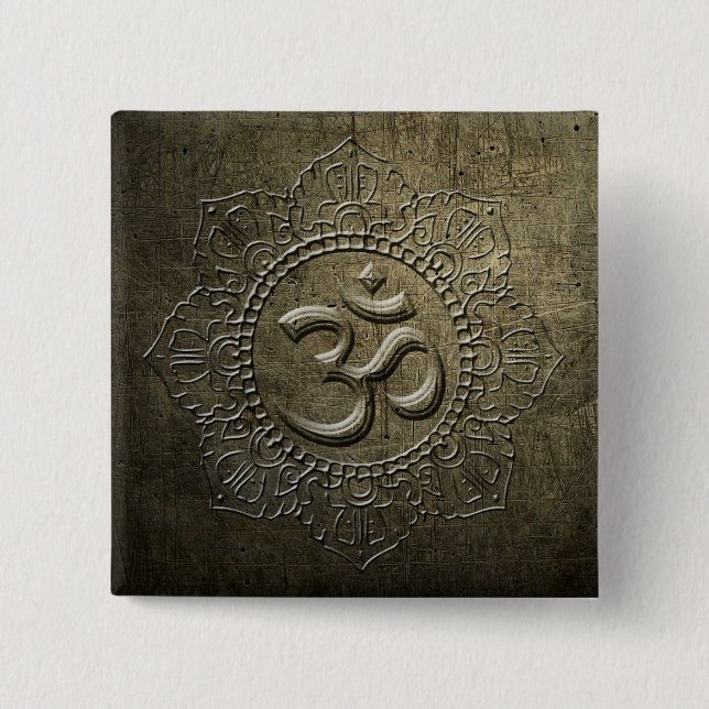 OM Symbol Mandala Bronze Metal effect 2 Button (Front)