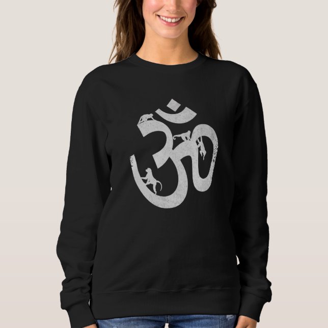 Om Symbol Monkey  Yoga Aum Symbol Sweatshirt (Front)