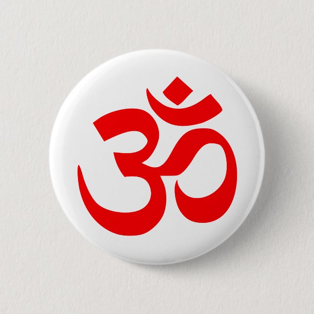 Om Symbol Mystical Sound in Hindu and Buddhism 6 Cm Round Badge (Front)