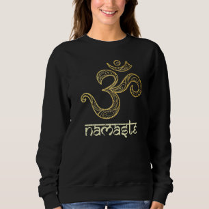 Om Symbol Namaste Yoga Meditation Gold Mandala Pa Sweatshirt