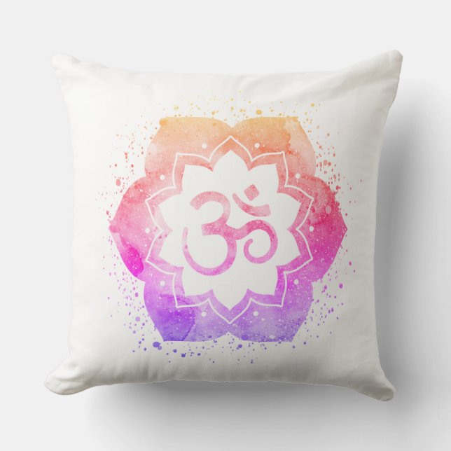 *~* OM Symbol Ombre Lotus Flower Mandala Cushion (Front)
